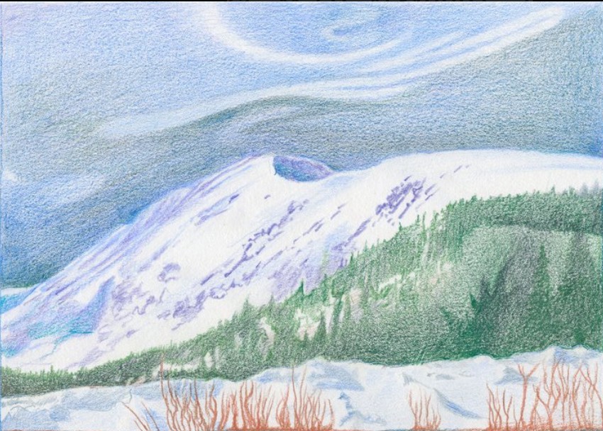 She Met Us At 14000 Feet - colored pencil